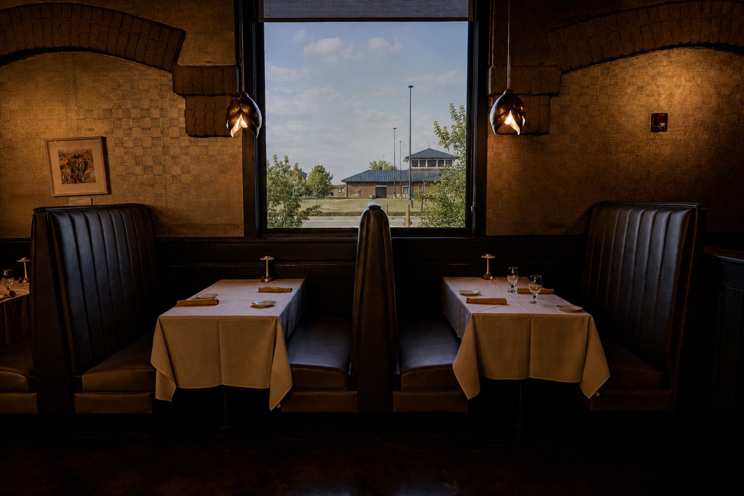 The private dining room at Shallots Bistro under warm light
